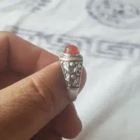 انگشترنقره ۵ونیم گرم نگین پرتقالی پاک یمن