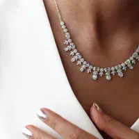 سرویس جواهری عروس نقره با آبکاری طلا سفید