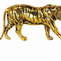 مجسمه ببر دهن باز دهن بسته برنز برنزی