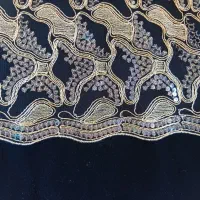 پارچه گیپور مشکی کار شده شیک مجلسی با استر