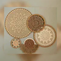 دیوارکوب ماندالاحلقه کنفی سبک بوهو ۵تایی