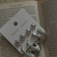 پک گوشواره نقره ای رنگ ثابت