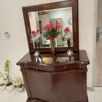 آینه و کنسول چوب راش اصل به همراه شمعدان ها