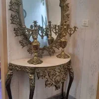 آیینه وشمعدان طرح برنز صفحه‌ سنگ