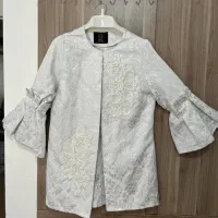 مانتو عقدی مجلسی صدفی نقره ای