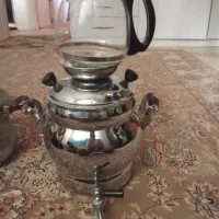 کتری برنجی و قوری پیرکس