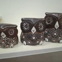 مجسمه جغد چوبی سه تکه