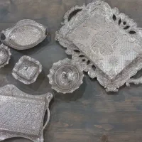 سرویس کامل ظروف پذیرایی  سیلور استیل هندی