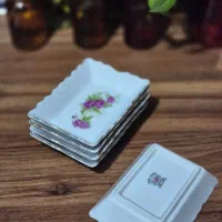 زیر سیگاری و کره خوری  چینی گل سرخی
