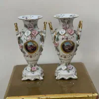 گلدان جفت چینی با ارتفاع ۲۰ سانتی متر