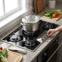 اجاق گاز صفحه ای پنج شعله استیل البرز