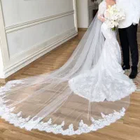 تور سر عروس دانتل فرانسه مژه دار