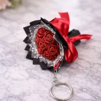 جاکلیدی و آویز کیف طرح دسته گل رز