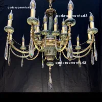 لوسترنئوکلاسیک سرشاخه چرخ سنگ بیست شعله برنج کتبی