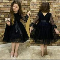 پیراهن مشکی گیپور دخترانه