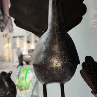 طاووس نقره کوب سینه طلاکوب