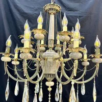 لوستر ۶شاخه دوازده شعله فلورانس سنگی وبرنز
