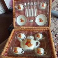 صندوقچه خرسی تدی سرامیکی مینیاتوری قدیمی نوستالژی