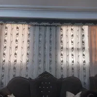 پرده حریر گلدار