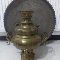 سماور قدیمی ذغالی ۶لیتری  سینی مسی