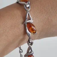 دستبند زنانه نقره و کهربا