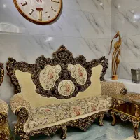 مبل استیل سلطنتی طلایی ۹ نفره و عسلی،جلو مبلی