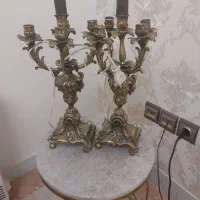 یک جفت شمعدان برنج کاملا سالم