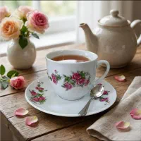 ست فنجان و نعلبکی  گل سرخ زیبا