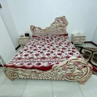 سرویس تخت ۲نفره منبت و‌رنگ‌ کار دست