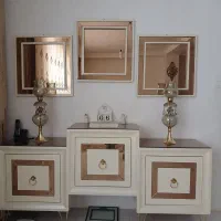 ست میز تلویزیون و آینه کنسول طلایی