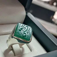 انگشتر نقره اسپرت عقیق سبز حسبی الله