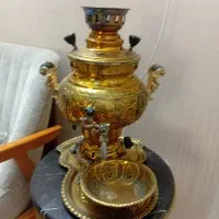 سماور برنجی قلمکاری  گارزی قابل استفاده زیر قیمت