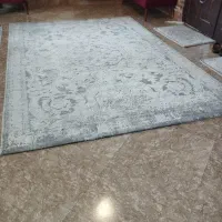 قالی طرح مینیمال طوسی روشن 6 متری با دو تا پا دری