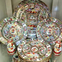 چینی گل مرغی عتیقه، گلدان، چراغ نفتی