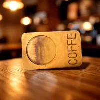 زیر لیوانی چوبی مستطیلی طرح کافی coffe