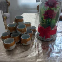 جام بلور خارجی.ظرف ترشی خوری  اصل چین دکوری ماهی