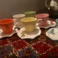 پایه برنج گلدار با طرف گلدار قدیمی و آویز کریستال