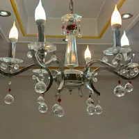 لوستر شش شاخه تمام استیل به همراه لامپ