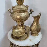 سرویس کامل سماور ذغالی برنجی ۸لیتری