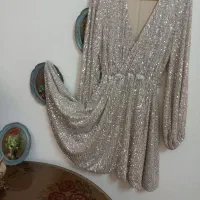 پیراهن مجلسی  پولک طلایی