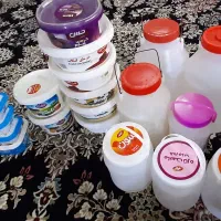 دبه اب شیشه ترشی و رب سطل ماست خرما