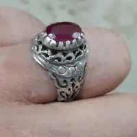 انگشتره نقره یاقوت سرخ دست ساز