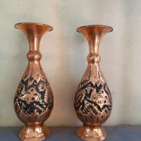 گلدان مسی قلم زنی