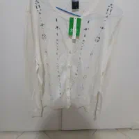 ژاکت سفید کار شده وارداتی سایز لارج