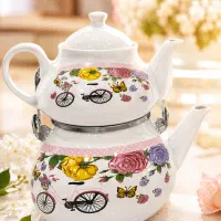 ست کتری لعابی قوری چینی