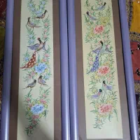 قاب عکس نقاشی گل و مرغ میناتور هنر دست