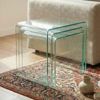 ست میز عسلی 3 تایی شیشه خم -مینیمال +گارانتی سلامت