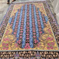 فرش دستباف نقشه خاص با تم طلایی فیروزه ای جفت ۶