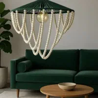 انواع لوستر وآباژور وآینه دستساز حصیری رافیا