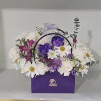 باکس کیفی گل بنفش و سفید کد ۱۰۳۶ گلاریس